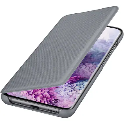 Angle. Samsung - LED Wallet Cover Case for Galaxy S20 and S20 5G - Gray.