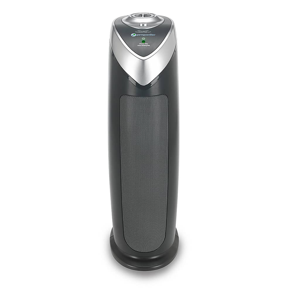 Front. GermGuardian - 22" Air Purifier Tower with True HEPA Pure Filter for 743 Sq. Ft Rooms - Gray.