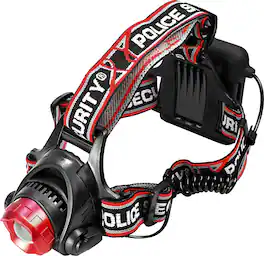 Police Security - Head Flashlight - Black/Red