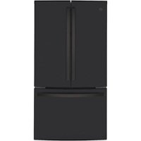 GE - 23.1 Cu. Ft. French Door Counter-Depth Refrigerator - Fingerprint resistant black slate - Front_Zoom