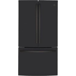 GE - 23.1 Cu. Ft. French Door Counter-Depth Refrigerator - Black Slate - Front_Zoom