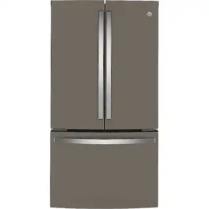 Front. GE - 23.1 Cu. Ft. French Door Counter-Depth Refrigerator with TwinChill Evaporators - Slate.