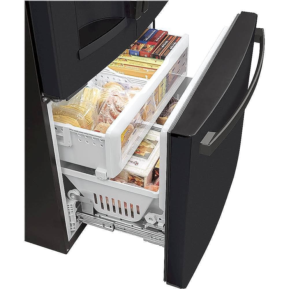 Alt View 11. GE - 22.1 Cu. Ft. French Door Counter-Depth Refrigerator - Fingerprint resistant black slate.