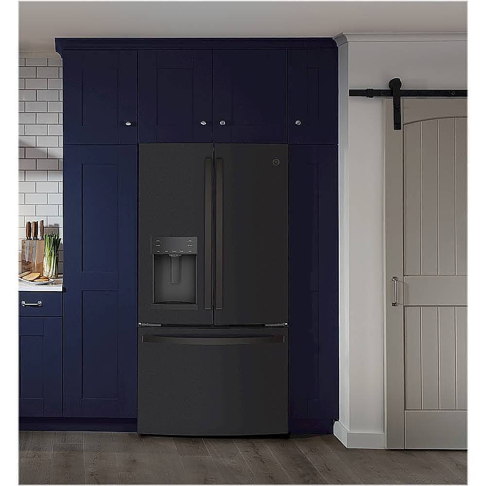 Alt View 12. GE - 22.1 Cu. Ft. French Door Counter-Depth Refrigerator - Fingerprint resistant black slate.