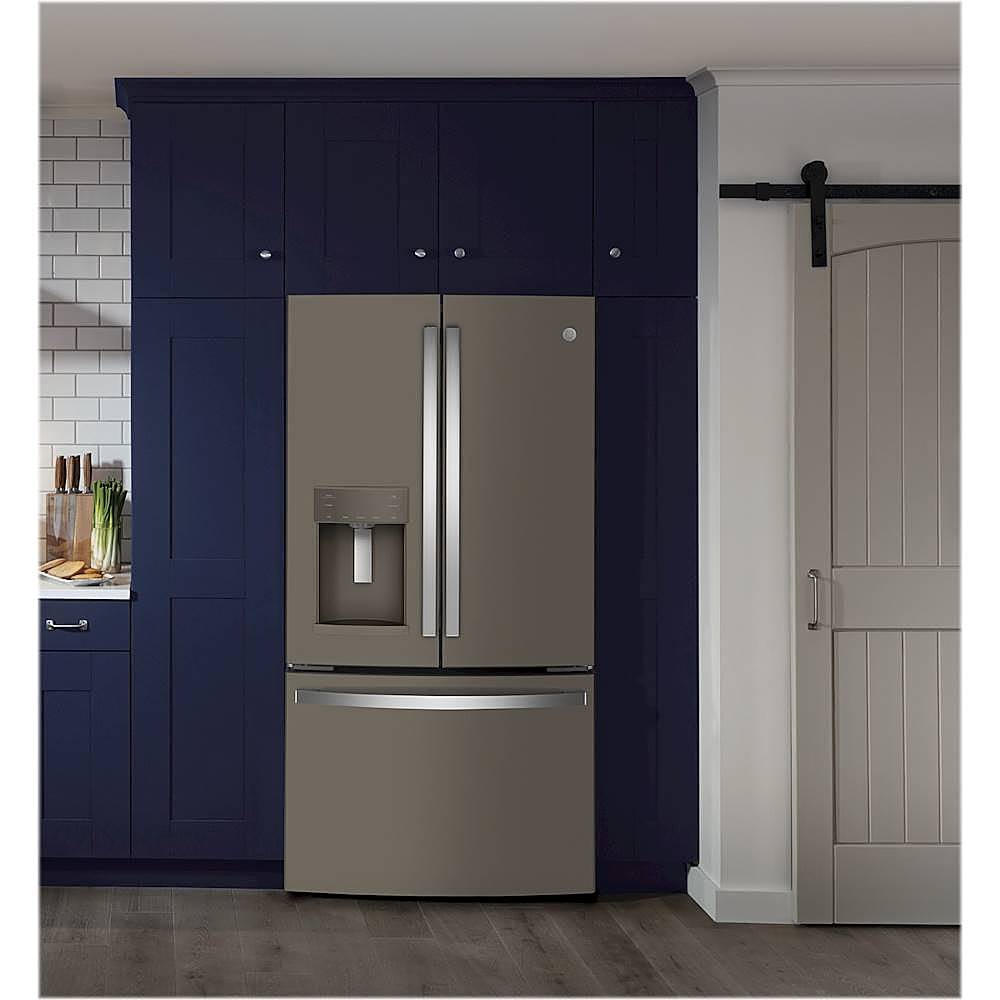 Alt View 12. GE - 22.1 Cu. Ft. French Door Counter-Depth Refrigerator - Fingerprint resistant slate.