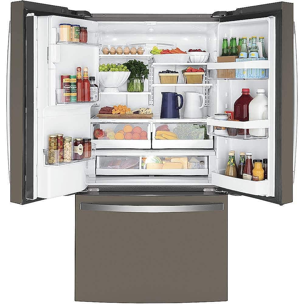 Alt View 1. GE - 22.1 Cu. Ft. French Door Counter-Depth Refrigerator - Fingerprint resistant slate.