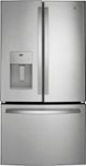 Front. GE - 25.6 Cu. Ft. French Door Refrigerator - Stainless Steel.