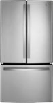 Front. GE - 27.0 Cu. Ft. French Door Refrigerator with Internal Water Dispenser - Stainless Steel.