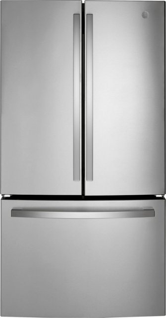 Front Zoom. GE - 27.0 Cu. Ft. French Door Refrigerator with Internal Water Dispenser - Fingerprint resistant stainless steel.