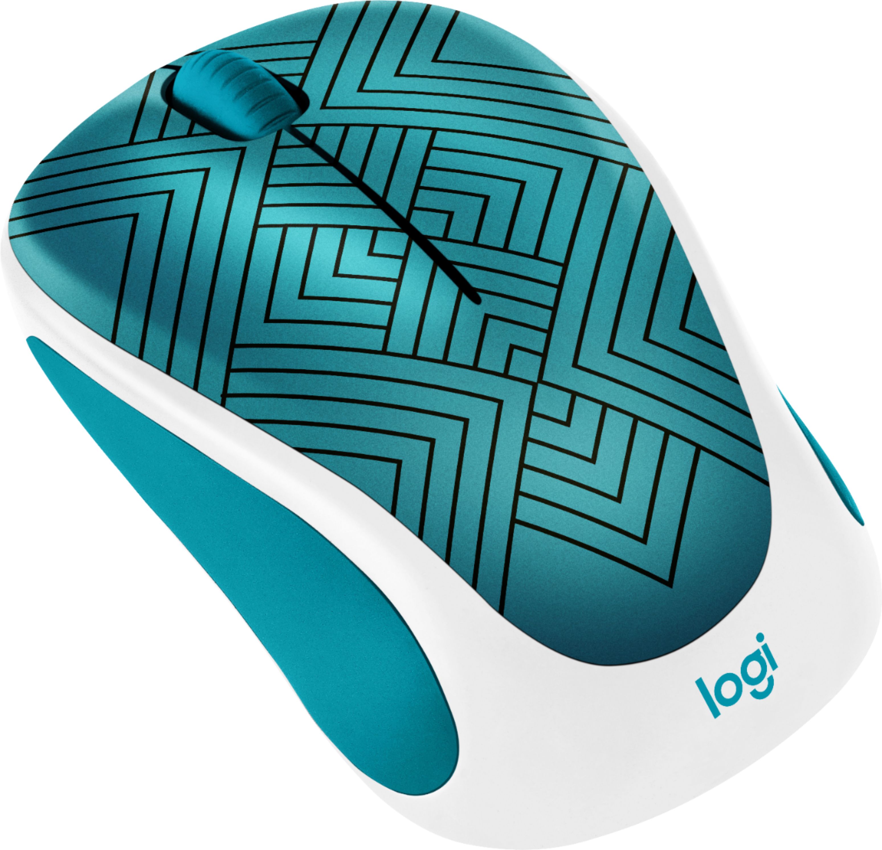 Logitech - Design Collection Wireless Optical Mouse with Nano Receiver - Teal Maze