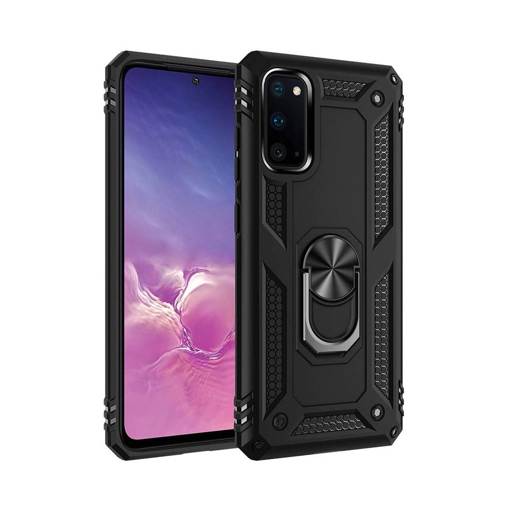 Angle. SaharaCase - Military Series Kickstand Case for Samsung Galaxy S20 and S20 5G - Black.