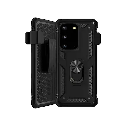 Front. SaharaCase - Military Series Kickstand Case for Samsung Galaxy S20 and S20 5G - Black.