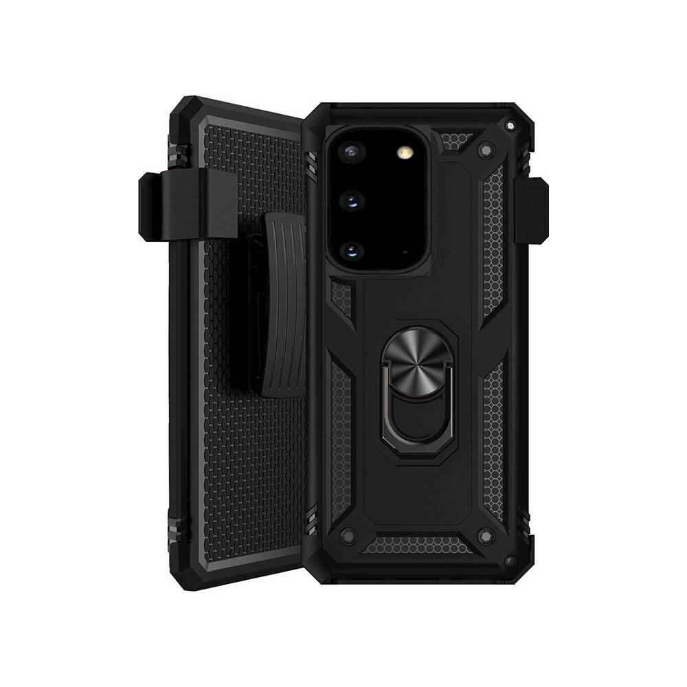 Front. SaharaCase - Military Series Kickstand Case for Samsung Galaxy S20 and S20 5G - Black.