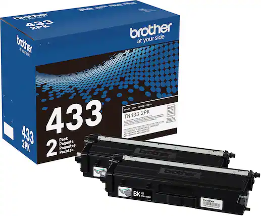 Front. Brother - TN433 2PK 2-Pack High-Yield Toner Cartridges - Black.