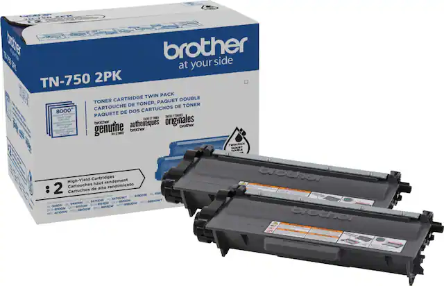 Front. Brother - TN-750 XL 2-Pack High-Yield Toner Cartridges - Black.