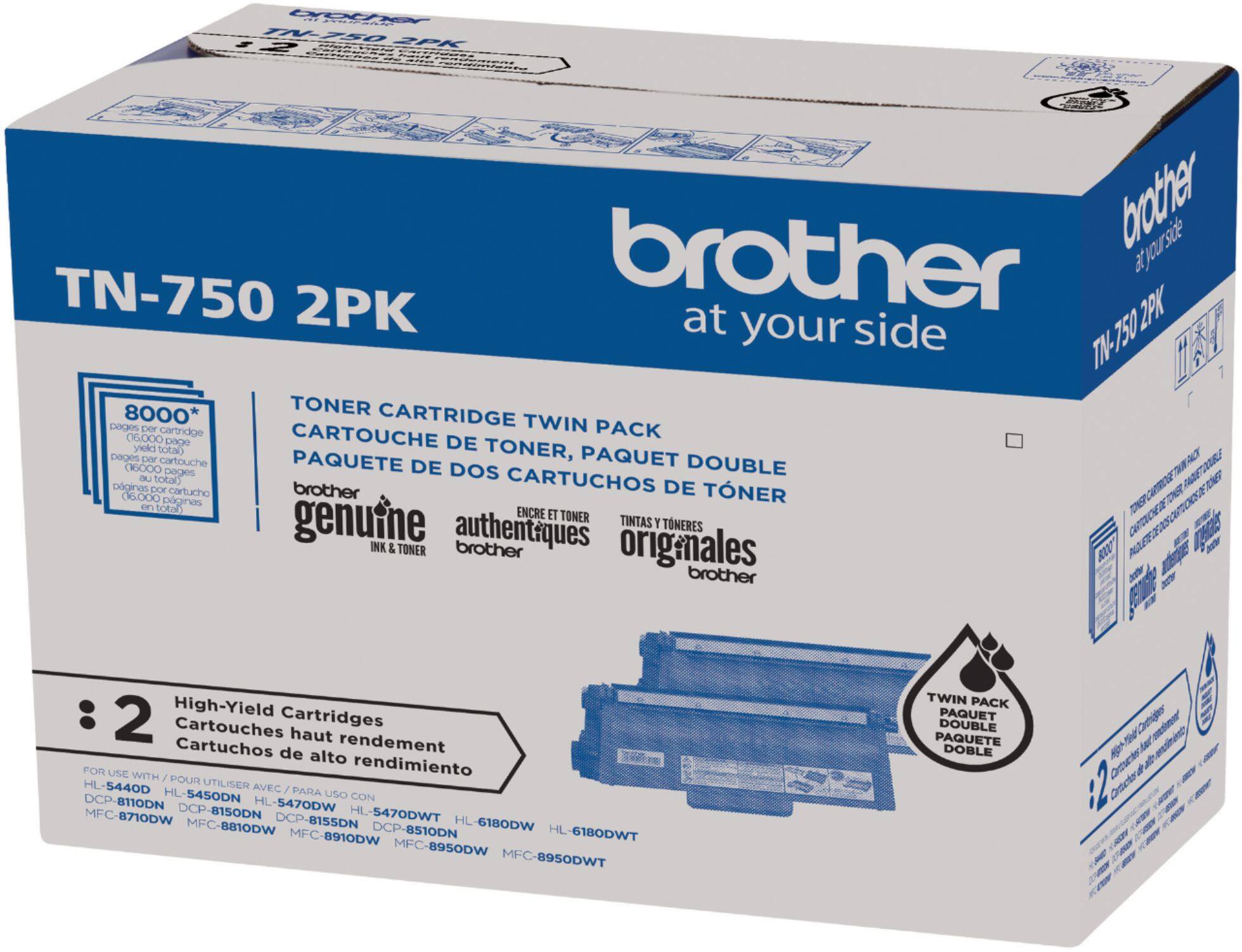 Alt View 13. Brother - TN-750 XL 2-Pack High-Yield Toner Cartridges - Black.