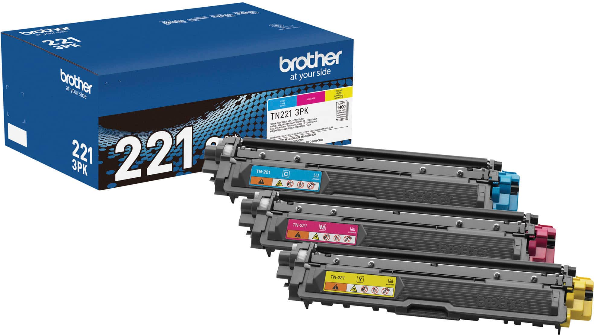 misundelse hul Rute Brother TN221 3PK 3-Pack Standard-Yield Toner Cartridges  Cyan/Magenta/Yellow TN2213PK - Best Buy