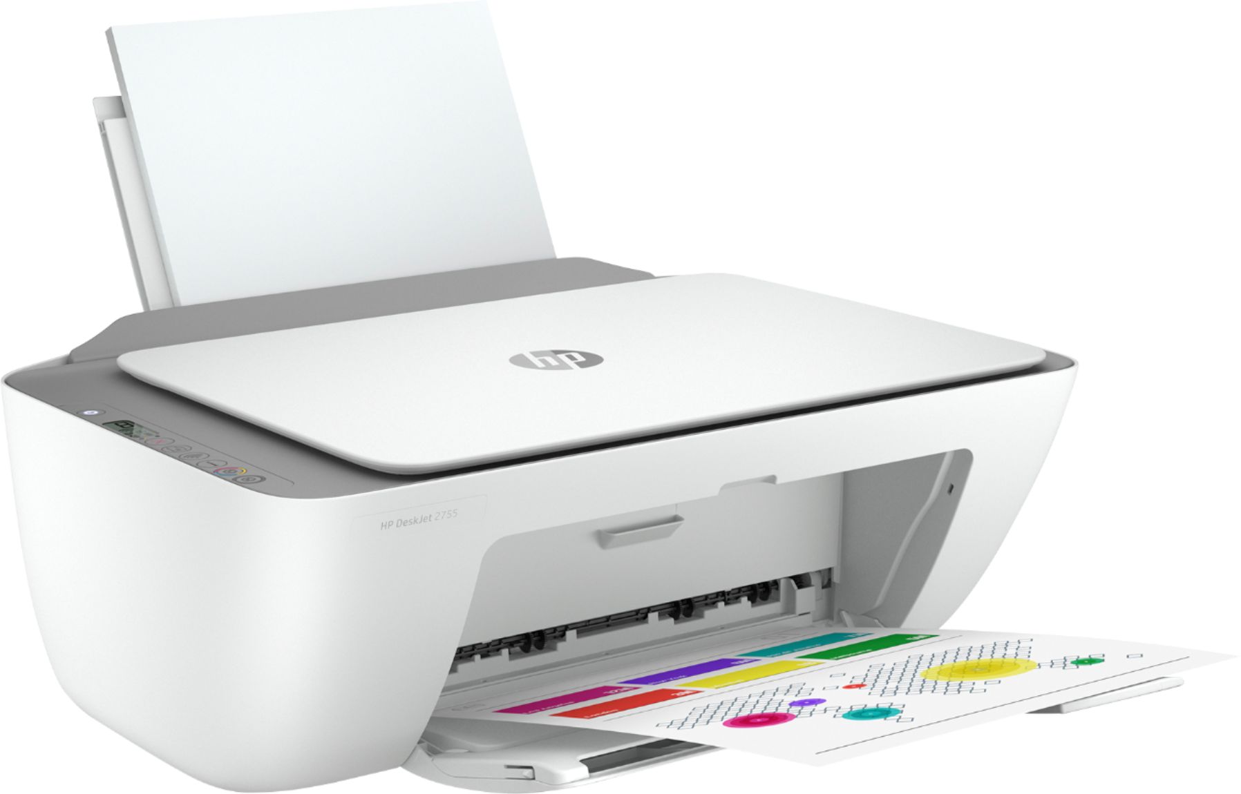 Angle View: HP - DeskJet 2755 Wireless All-In-One Instant Ink-Ready Inkjet Printer - White