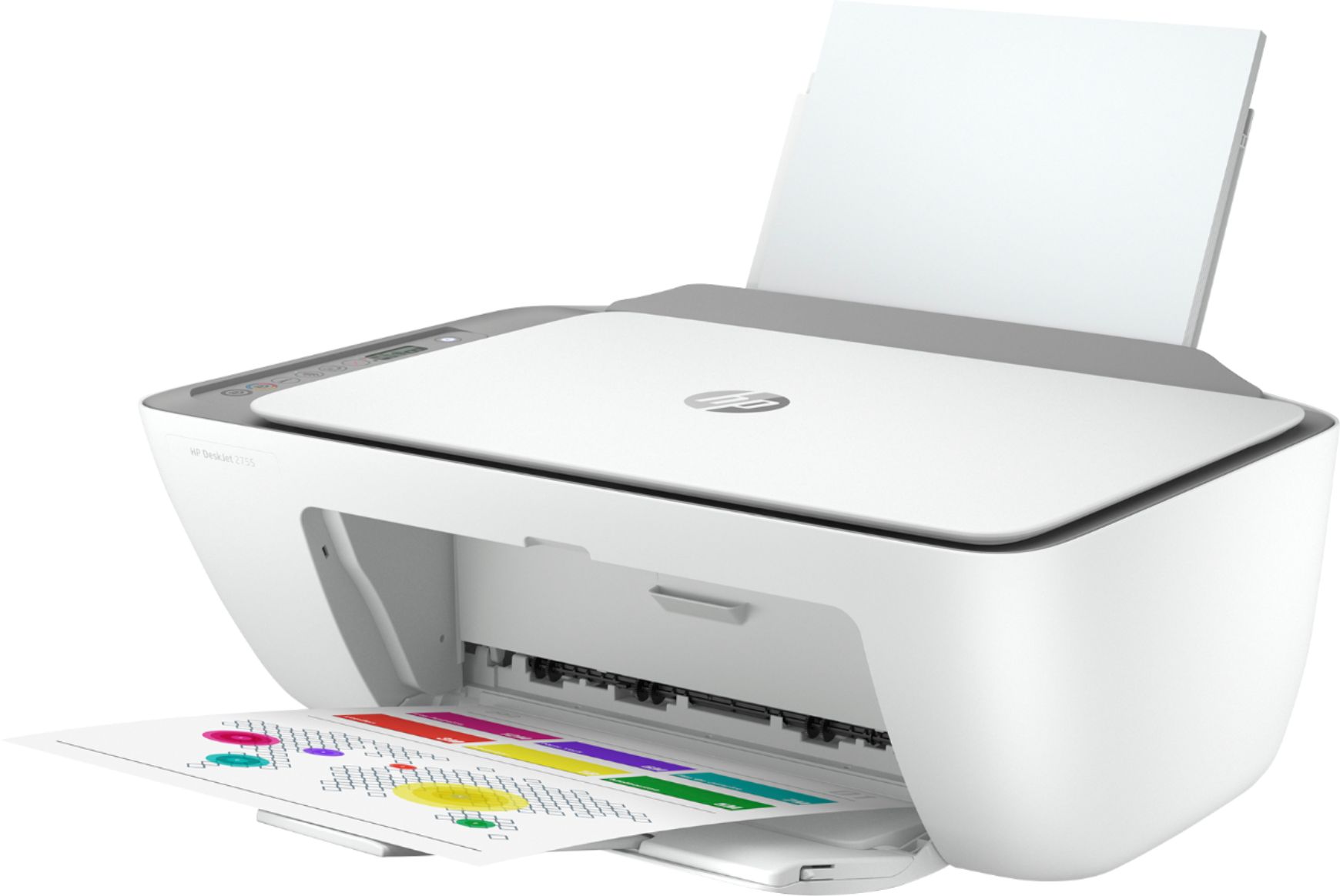 Left View: HP - DeskJet 2755 Wireless All-In-One Instant Ink-Ready Inkjet Printer - White