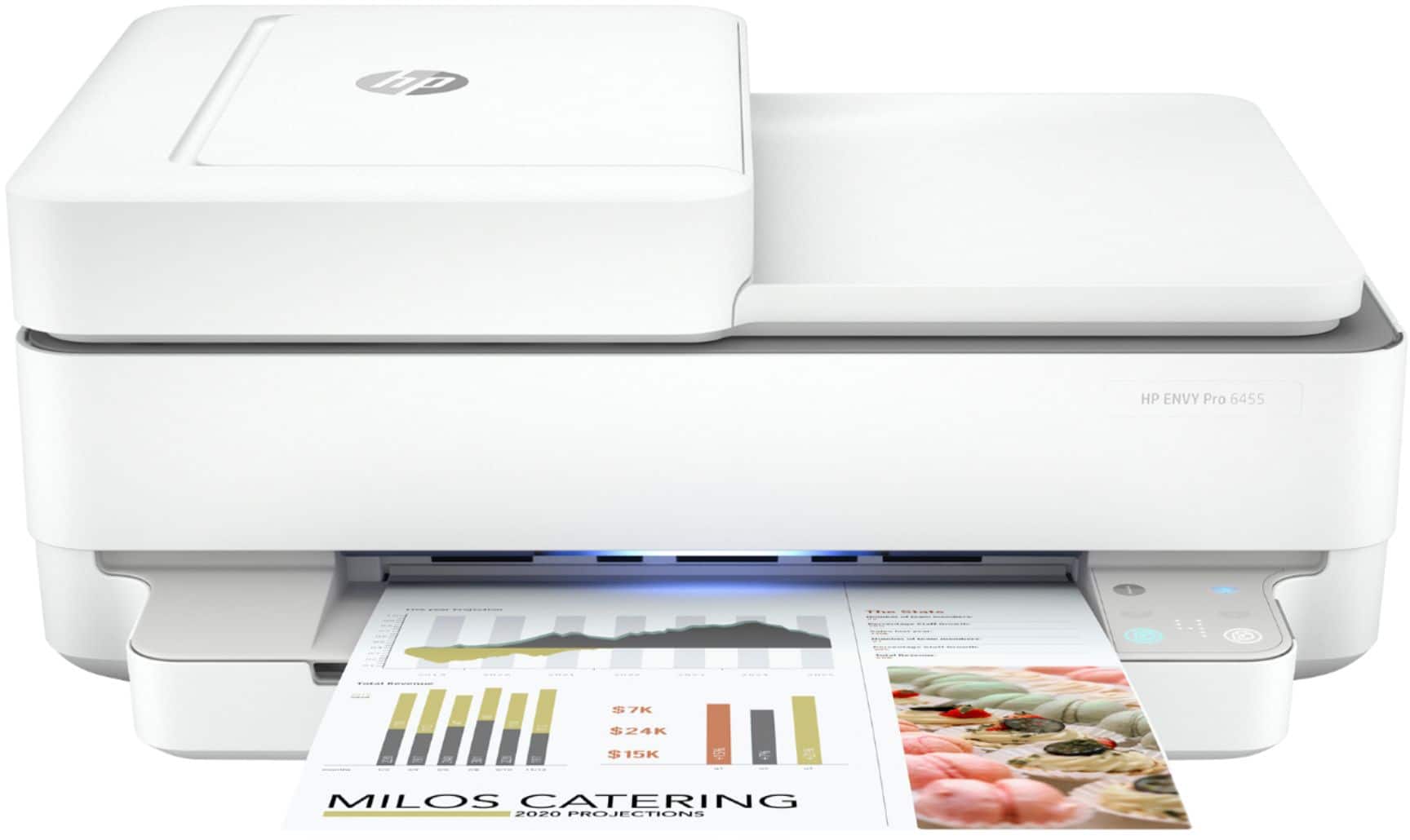 Front. HP - ENVY Pro 6455 Wireless All-In-One Instant Ink-Ready Inkjet Printer - White.