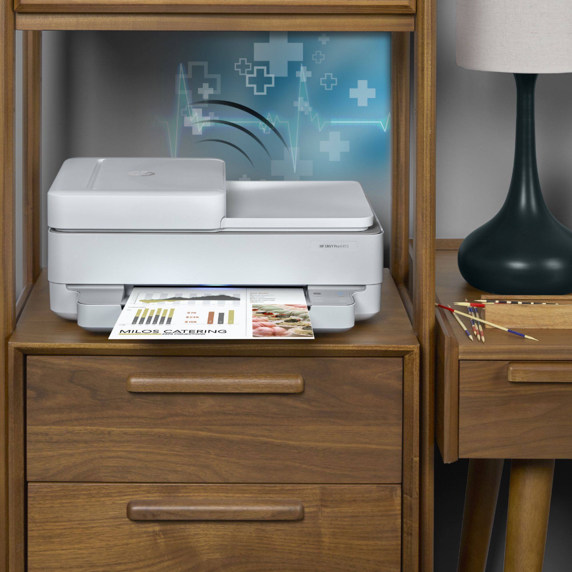 Alt View 14. HP - ENVY Pro 6455 Wireless All-In-One Instant Ink-Ready Inkjet Printer - White.