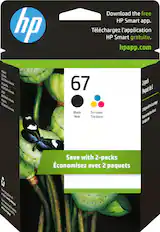 Front. HP - 67 2-Pack Standard Capacity Ink Cartridges - Black & Tri-Color.