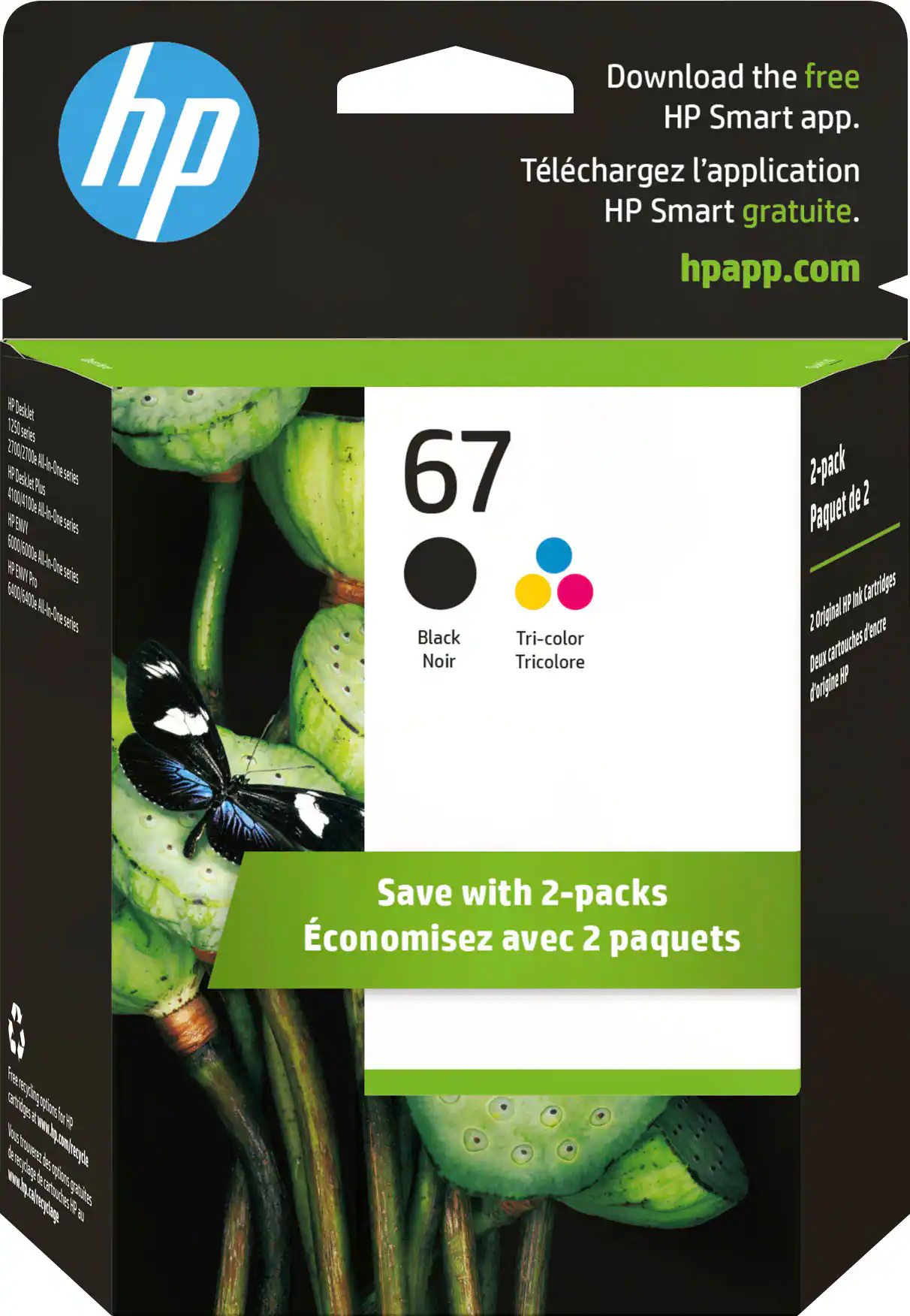 HP - 67 2-Pack Standard Capacity Ink Cartridges - Black/Tri-color