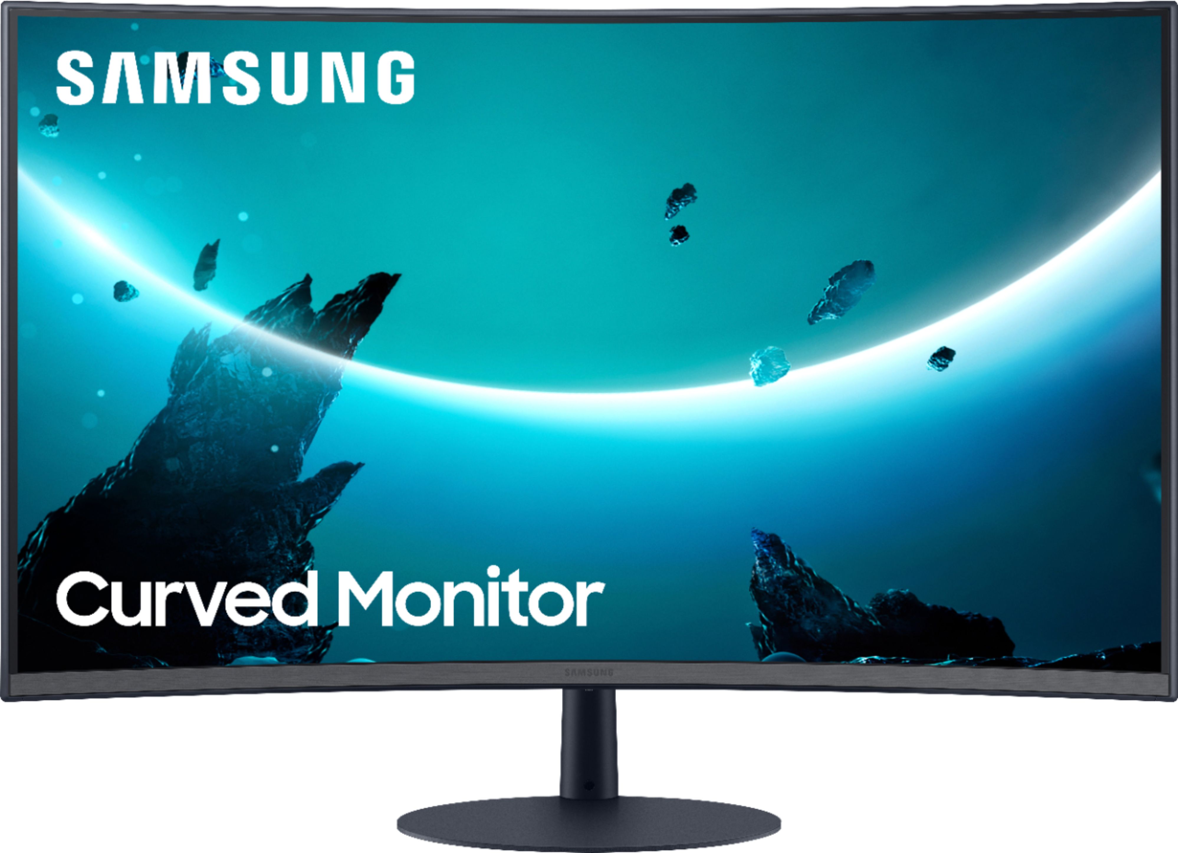 Samsung - T55 Series 32" LED 1000R Curved FHD FreeSync Monitor (DisplayPort, HDMI) - Dark Gray/Blue