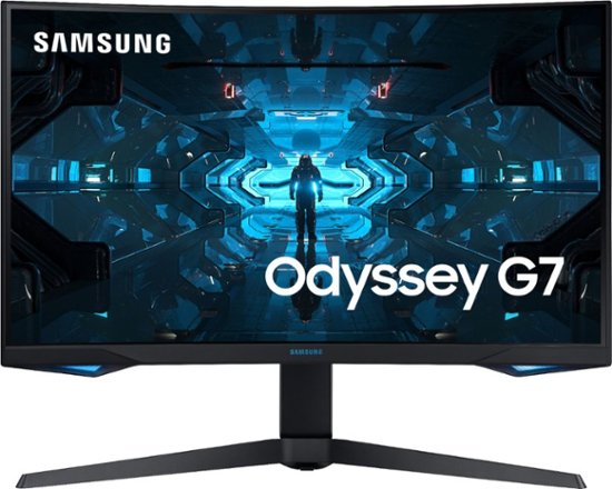 Front Zoom. Samsung - Odyssey G7 27" LED Curved QHD FreeSync and G-SYNC Compatible Monitor with HDR (DisplayPort, HDMI) - Black.