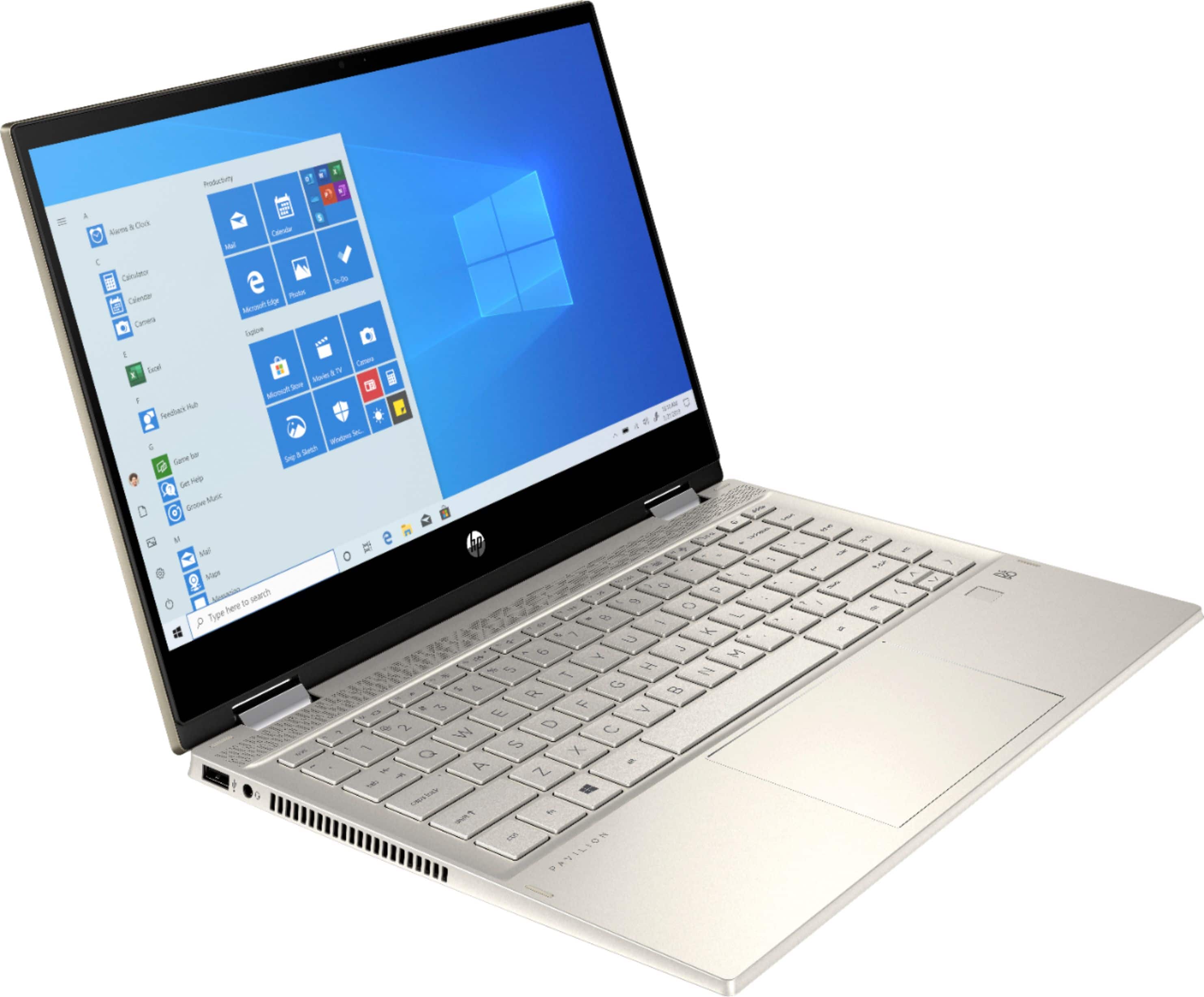 Angle. HP - Pavilion x360 2-in-1 14" Touch-Screen Laptop - Intel Core i5 - 8GB Memory - 256GB SSD - Luminous Gold.