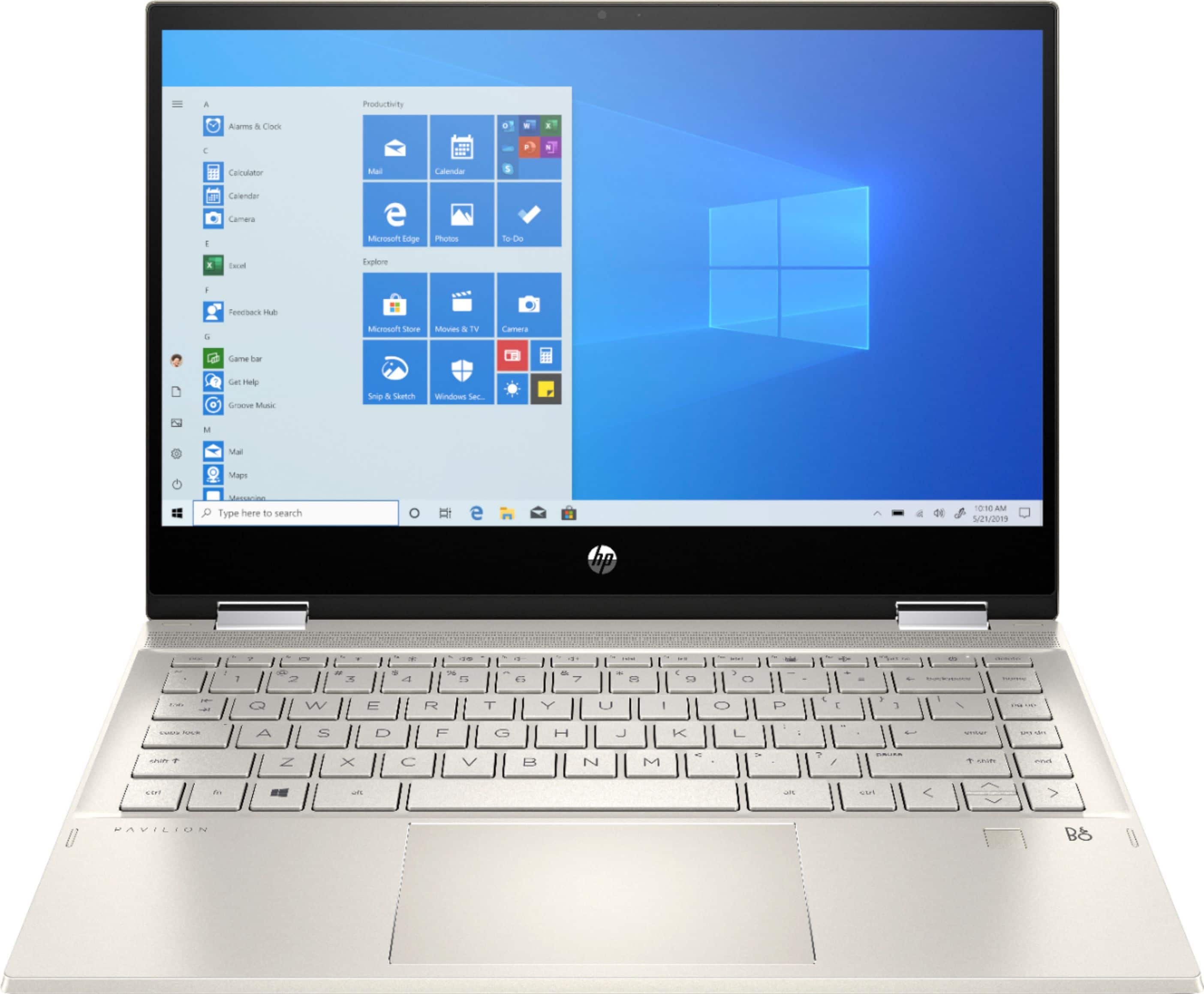 Front. HP - Pavilion x360 2-in-1 14" Touch-Screen Laptop - Intel Core i5 - 8GB Memory - 256GB SSD - Luminous Gold.