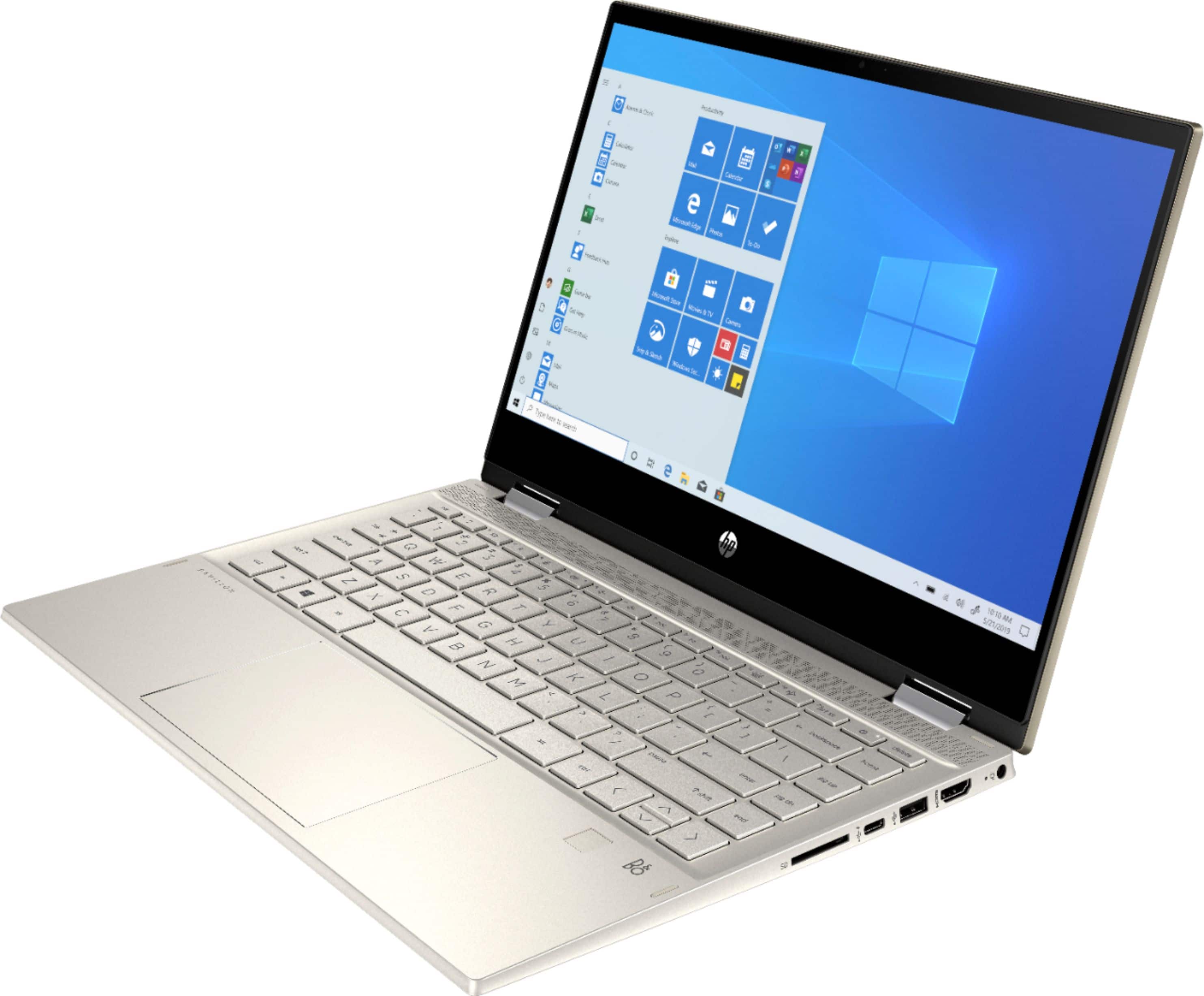 Left. HP - Pavilion x360 2-in-1 14" Touch-Screen Laptop - Intel Core i5 - 8GB Memory - 256GB SSD - Luminous Gold.