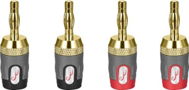 Rocketfish™ - 24k Gold Plated Toolless Speaker Banana Plugs (4 Pack) - Red/Black - Front_Zoom