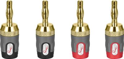 225FWY 20-Pack 4mm Gold Dual Banana Plugs - Screw Type Speaker Wire Connectors - Red