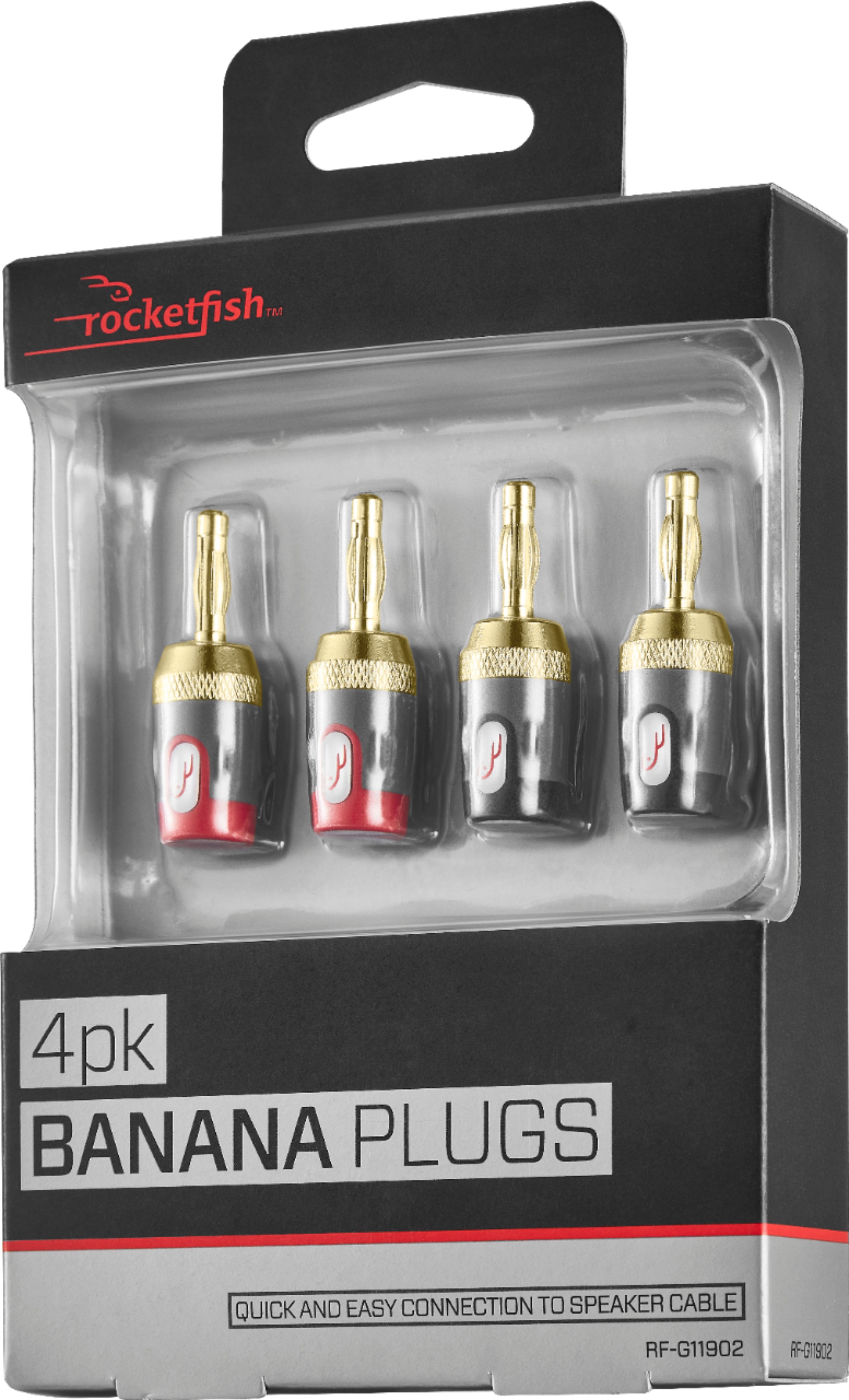 Alt View 11. Rocketfish™ - 24k Gold Plated Toolless Speaker Banana Plugs (4 Pack) - Red/Black.