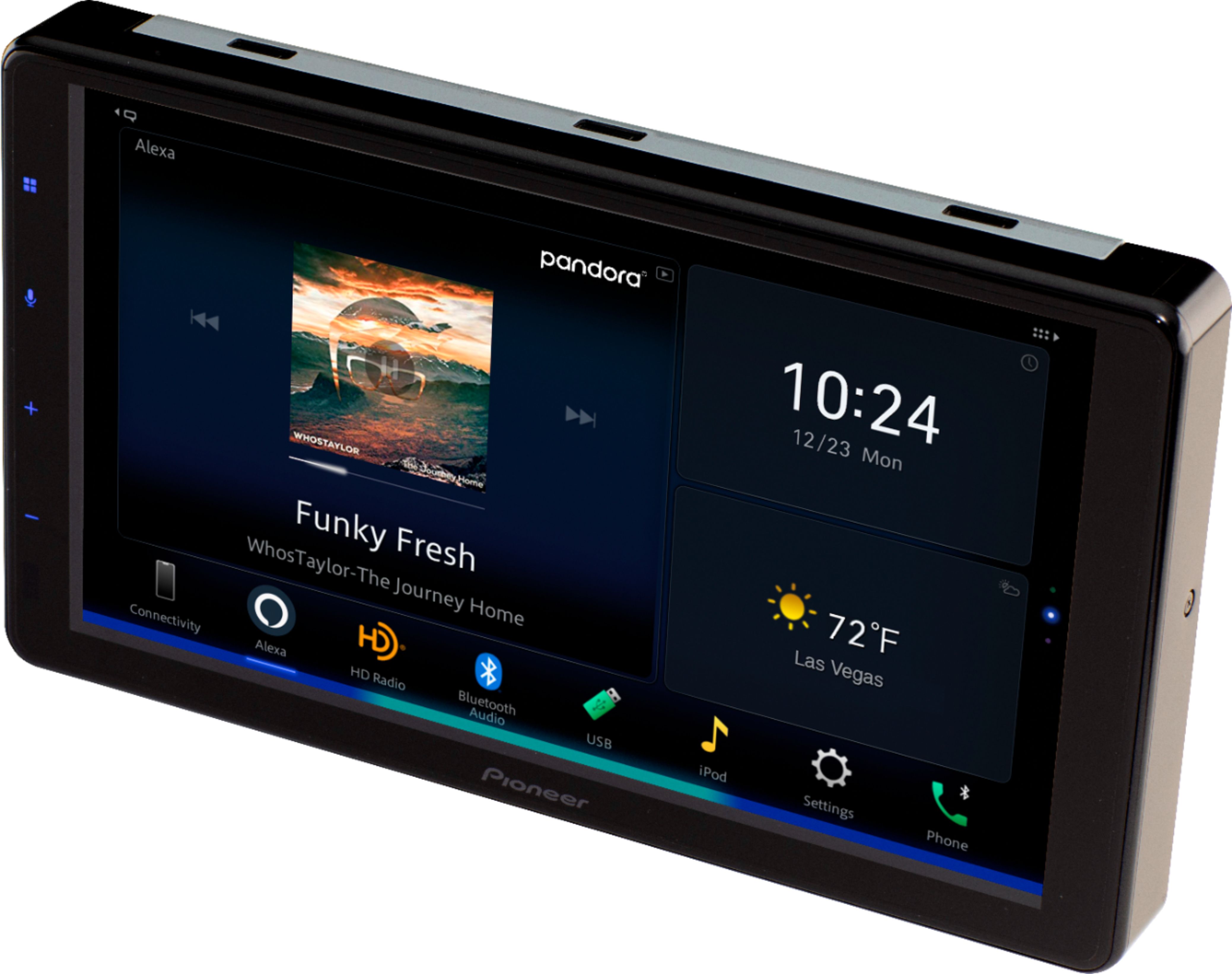 Left View: Stinger - 10” Android Auto/Apple CarPlay Bluetooth Digital Media Receiver - Black