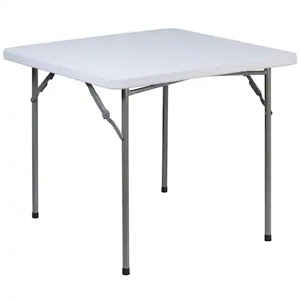 Front. Emma + Oliver - 2.81-Foot Square Plastic Folding Table - Granite White.