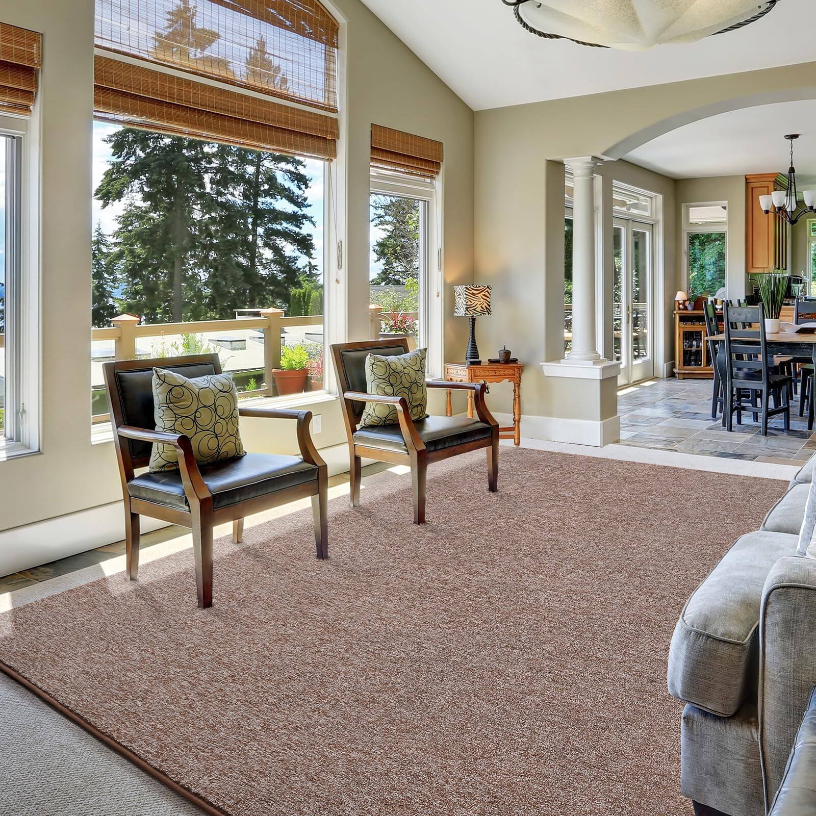 Left. Fabibe - 4X6 BROWN WHITE Modern Minimalist Machine Washable Cotton Indoor KEEKO AREA FOR LIVING ROOM, SOFT MODERN MEMORY - Grey-green 2' x 4' (Rectangular).