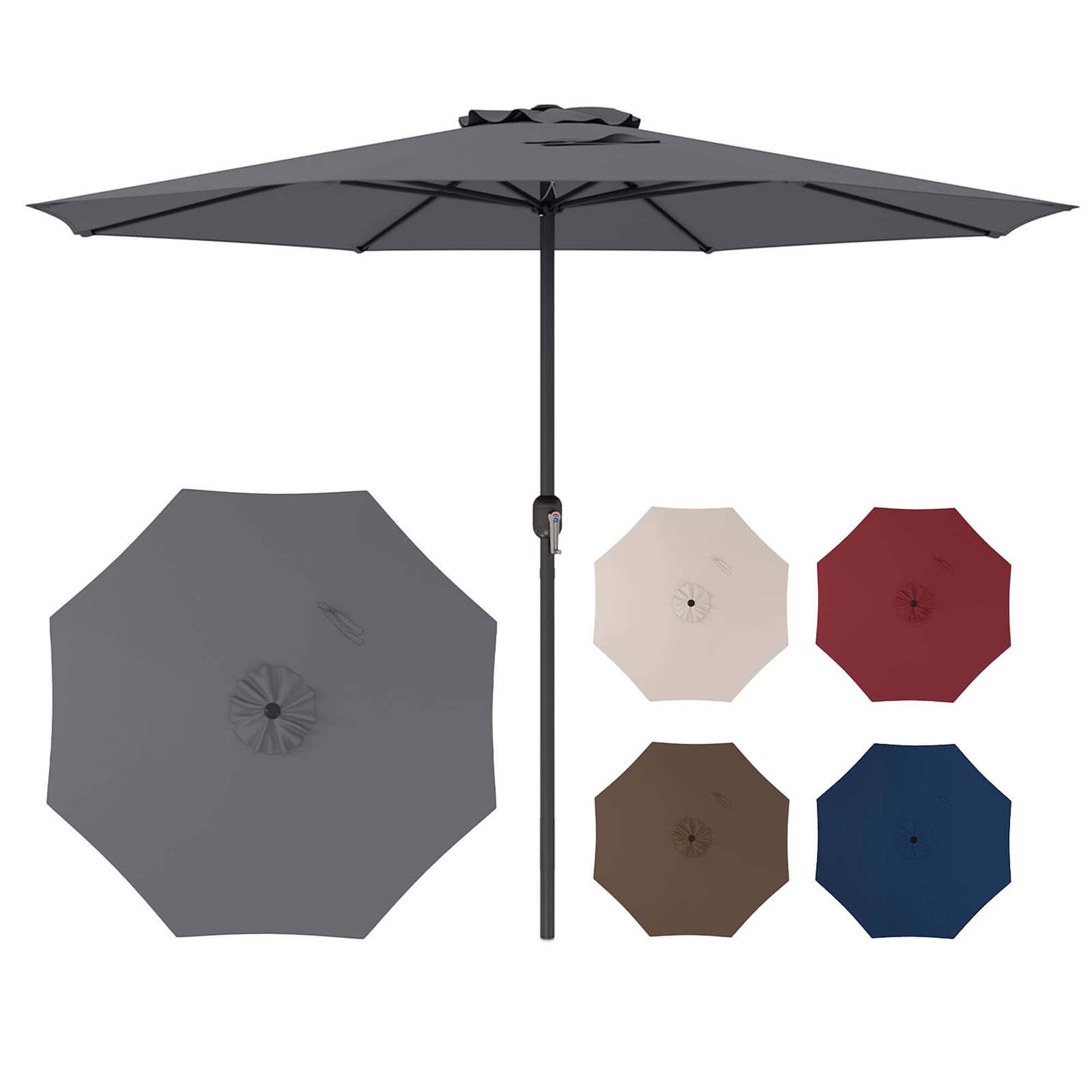 Alt View 1. Costway - 12 FT Patio Umbrella Outdoor Market Umbrella with Crank Handle 8 Sturdy Ribs - Gray.