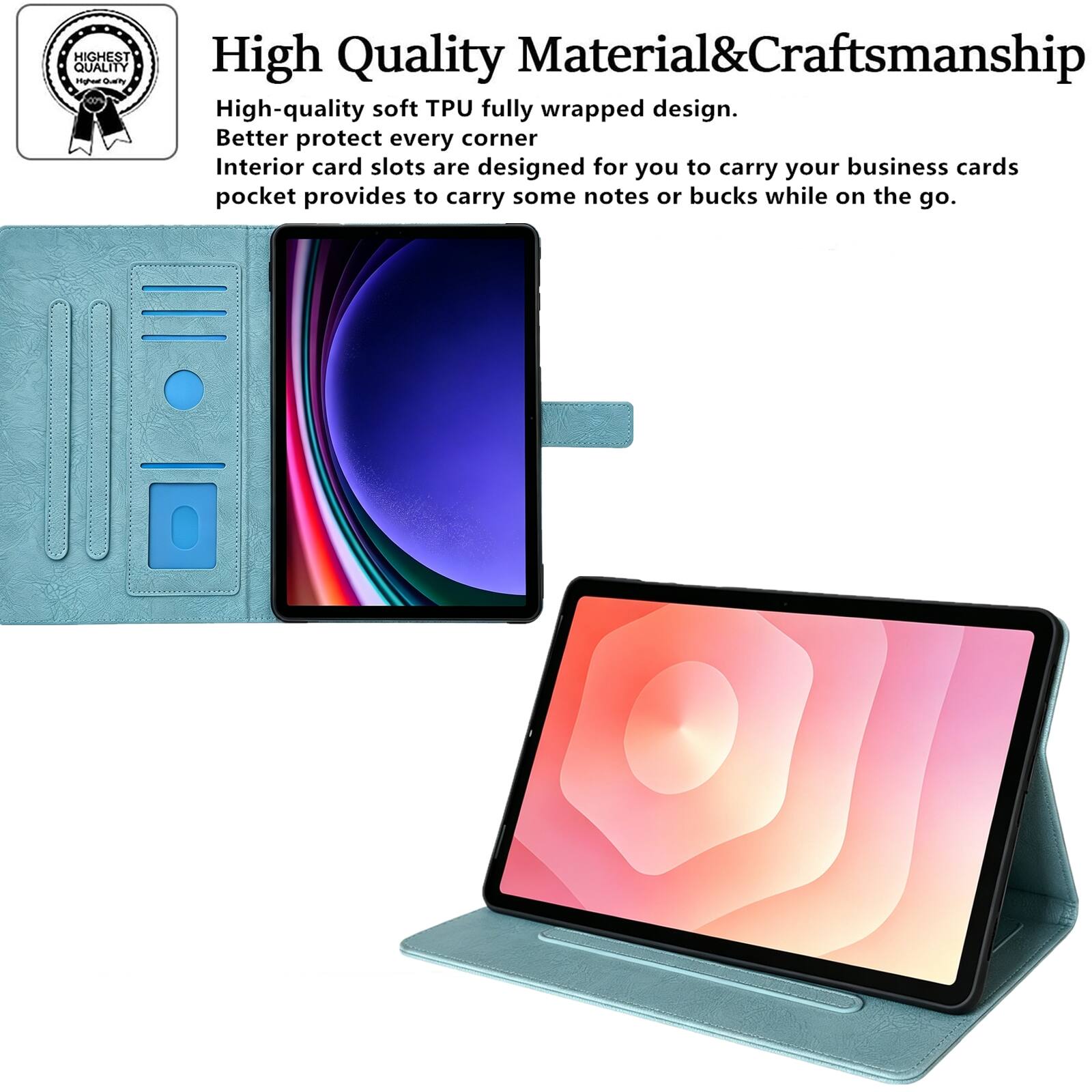 **High Quality Material & Craftsmanship**

High-quality soft TPU fully wrapped design. Better protect every corner. Interior card slots are designed for you to carry your business cards. Pocket provides to carry some notes or bucks while on the go.