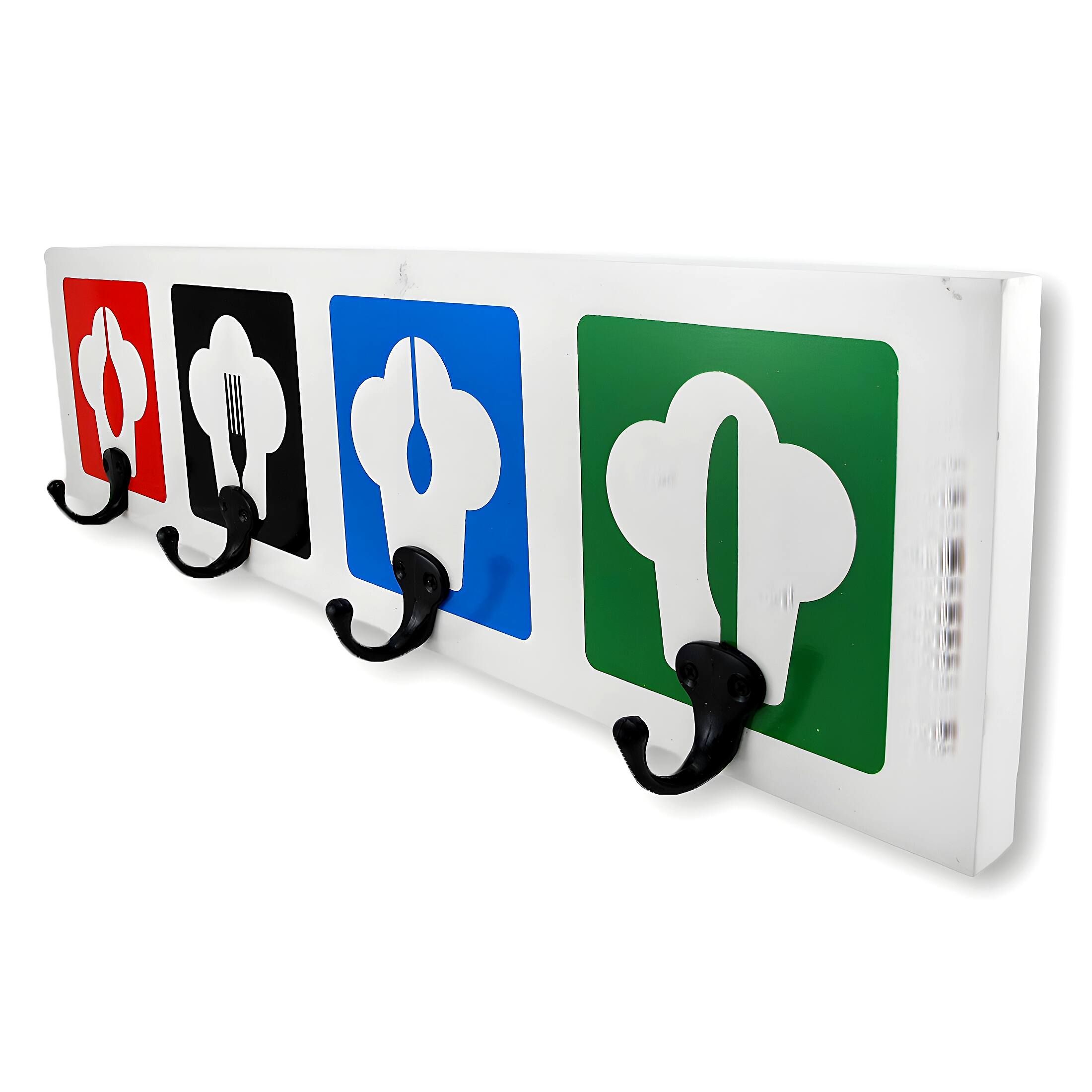 Alt View 1. Zeckos - Chef Hats Four Hook Wall Plaque - Multicolored.