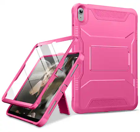 Front. DTTO - Shockproof Case for iPad 11-inch (2025) & 10.9-inch (2022) with Built-in Screen Protector, Full Body Protective Cover - Reddish Violet.