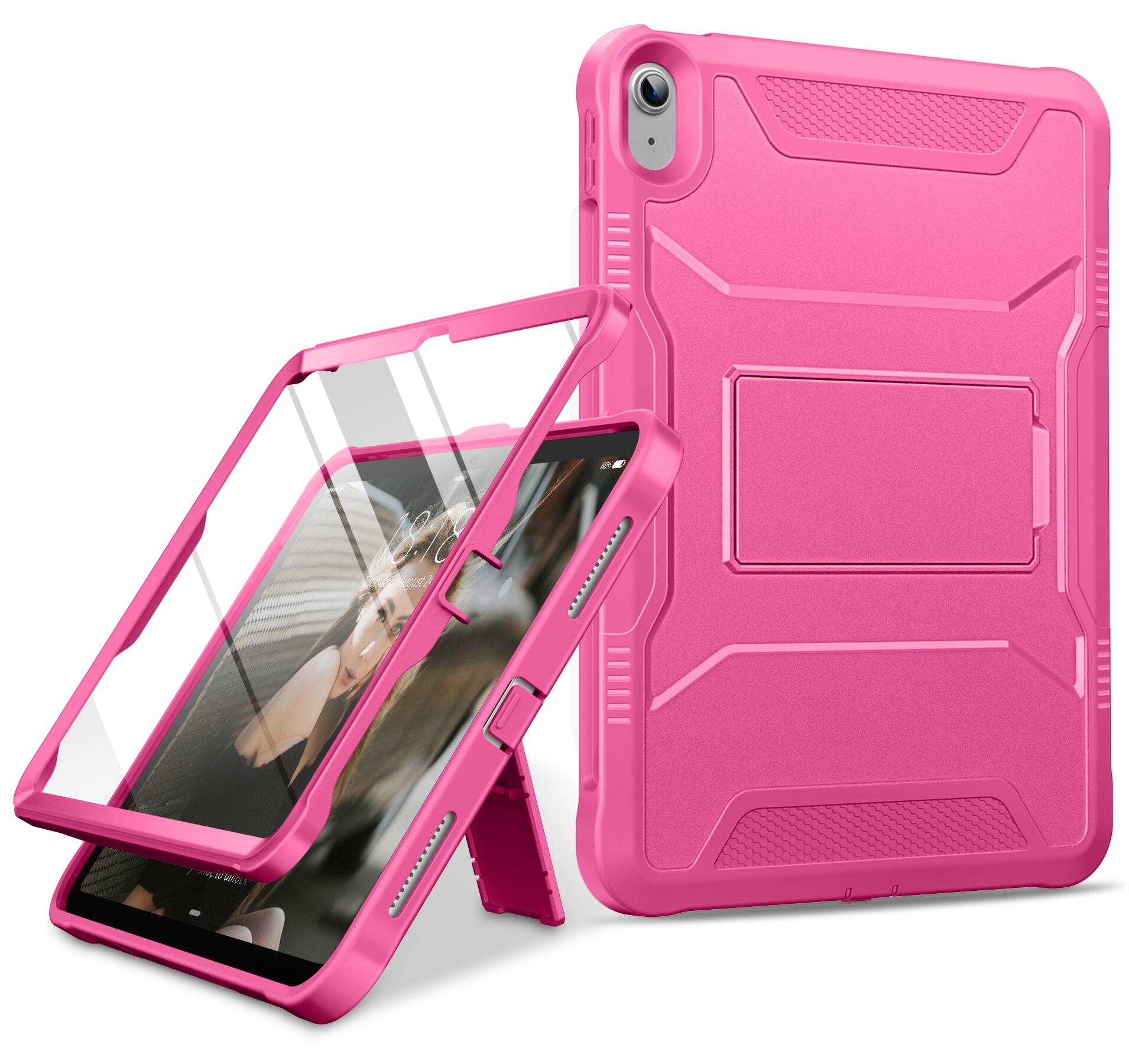 DTTO - Shockproof Case for iPad 11-inch (2025) & 10.9-inch (2022) with Built-in Screen Protector, Full Body Protective Cover - Reddish Violet