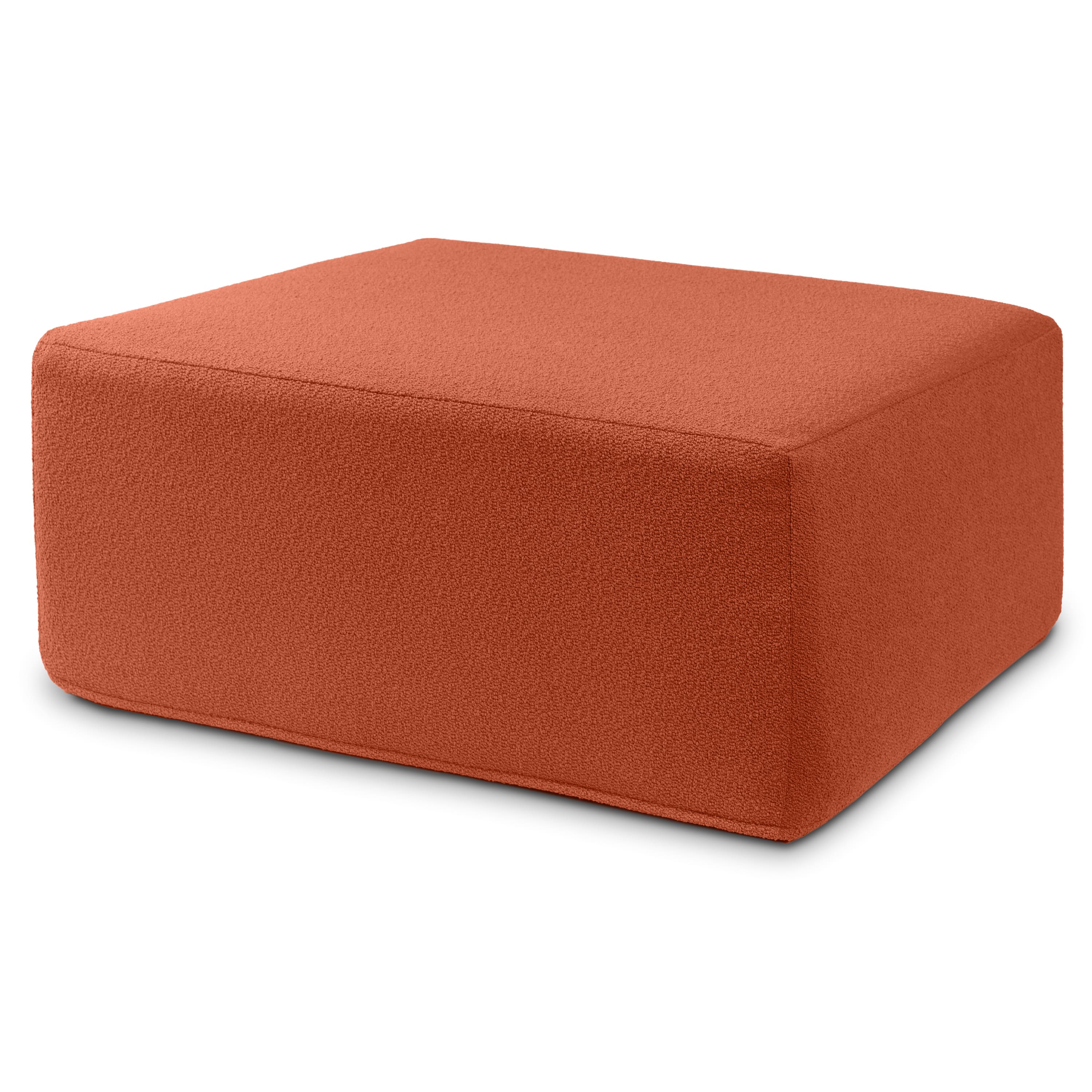 Jaxx - Fairlie Couch Ottoman - Oversized Square Foam Coffee Table Ottoman, 36", Luxe Boucle - Boucle Terra Cotta