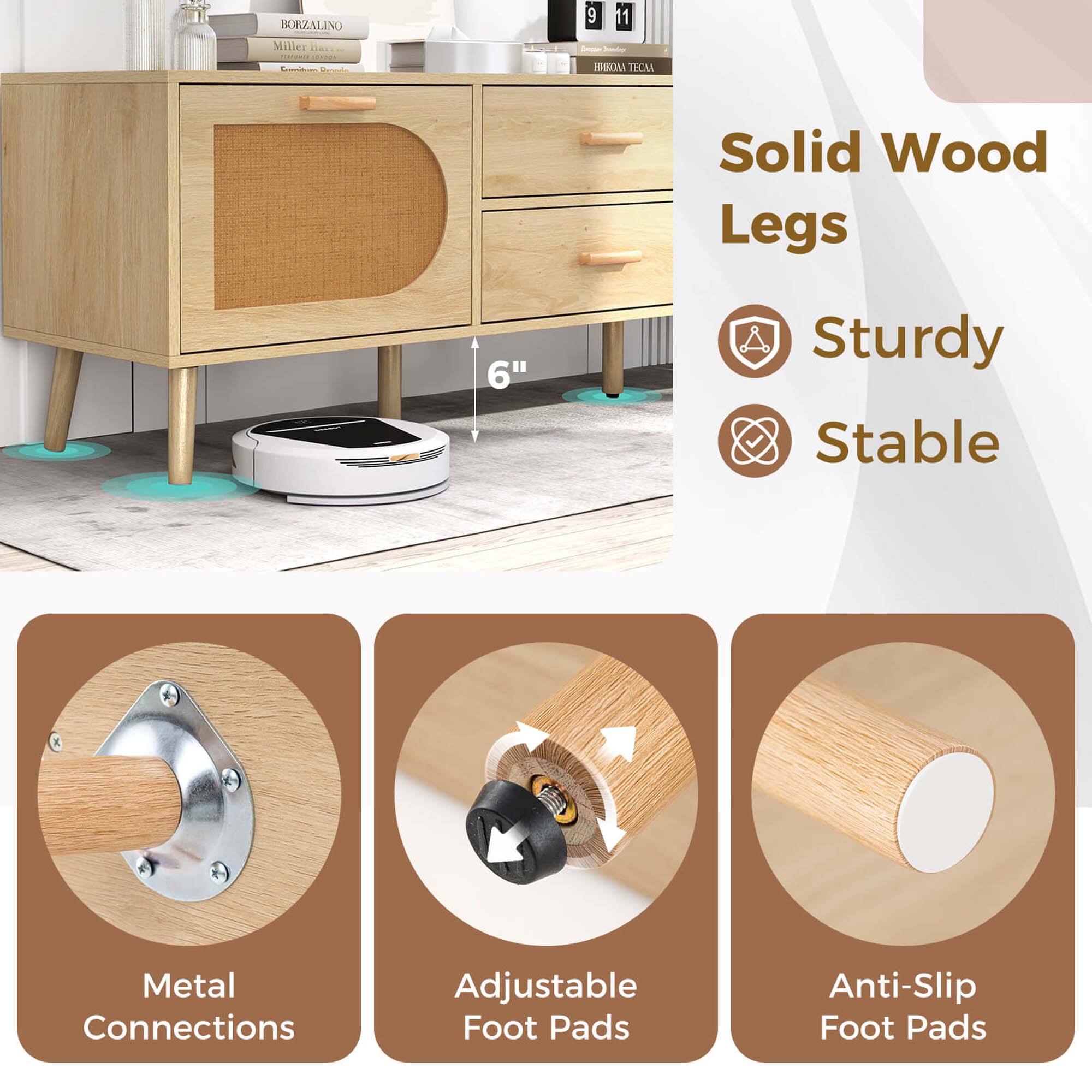 Miller exs COSENLE Tm - Solid Wood Legs 6" Sturdy Stable Metal Connections Adjustable Foot Pads Anti-Slip Foot Pads