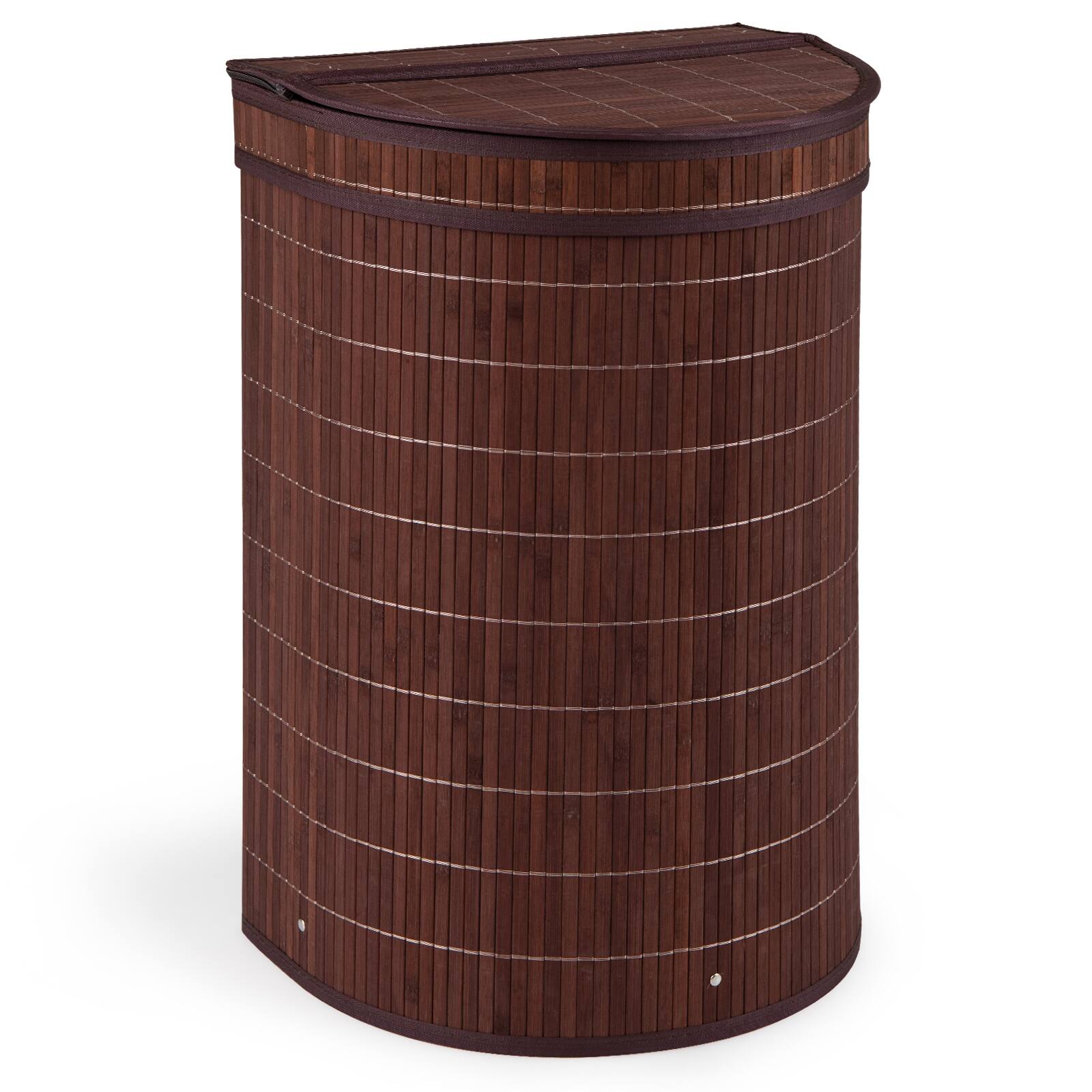 Alt View 9. Costway - Costway Bamboo Laundry Hamper with Zippered Lid 19 Gal Capacity Removable Liner Metal Frame - Brown.