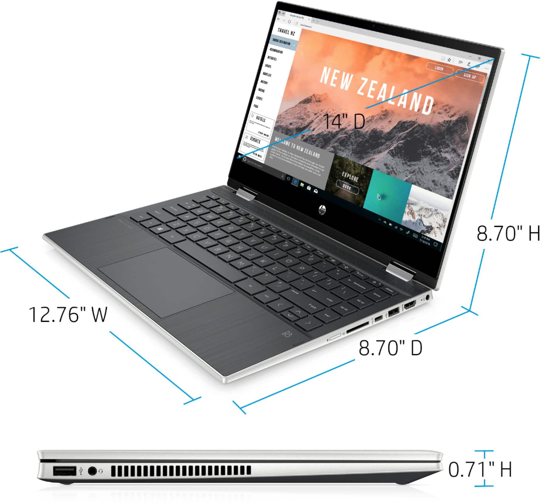 Alt View 18. HP - Pavilion x360 2-in-1 14" Touch-Screen Laptop - Intel Core i3 - 8GB Memory - 128GB SSD.