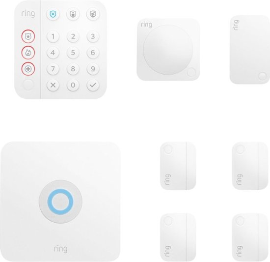 Front Zoom. Ring - Alarm 8-Piece Security Kit - White.