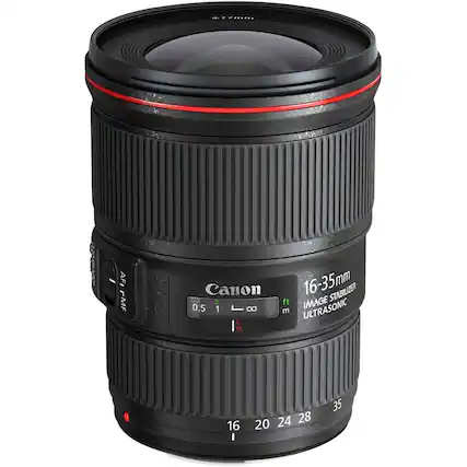 Front. Canon - EF16-35mm F4L IS USM Ultra-Wide Zoom Lens for EOS DSLR Cameras - Black.
