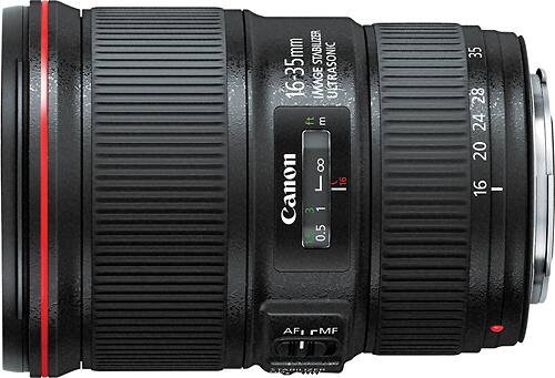 Alt View 1. Canon - EF16-35mm F4L IS USM Ultra-Wide Zoom Lens for EOS DSLR Cameras - Black.